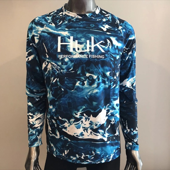 HUK Performance Fishing Gear Mossy Oak Pursuit Camo Medium Long Sleeve Shirt $40 - Picture 2 of 9